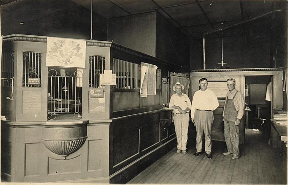 Interior of Farmers State Bank circa 1922